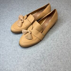TOMS Jutti Tassel Tan Leather Pointed Toe Loafer Flats Womens 10